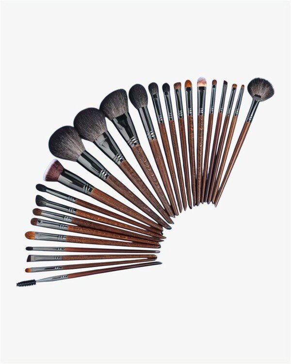 24-Piece Natural Goat Hair Makeup Brush Set for Face and Eyes