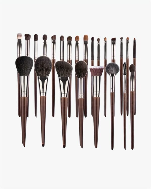 24-Piece Natural Goat Hair Makeup Brush Set for Face and Eyes - Image 2